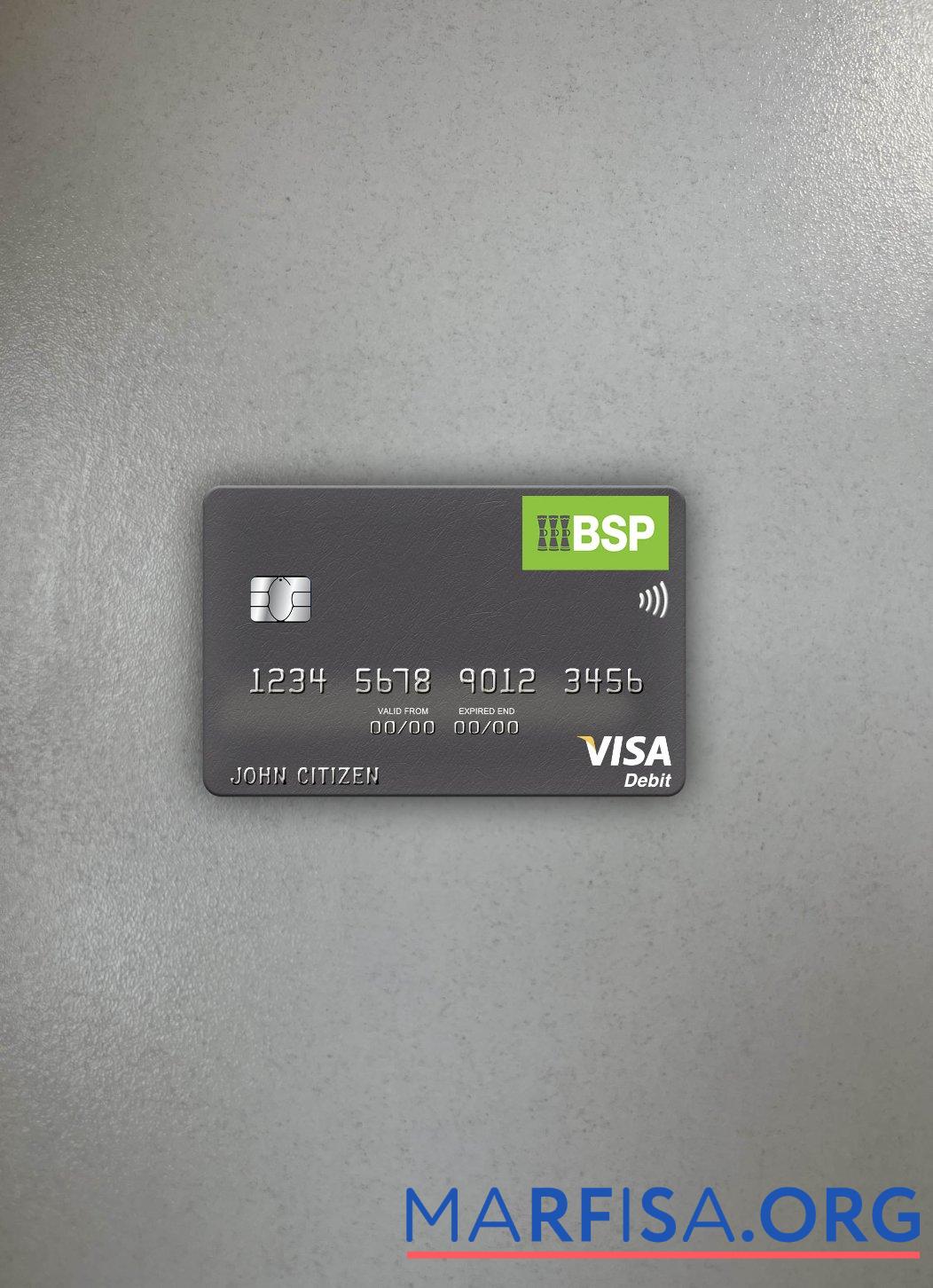 Printable Fiji Bank of South Pacific visa debit card photolook front example